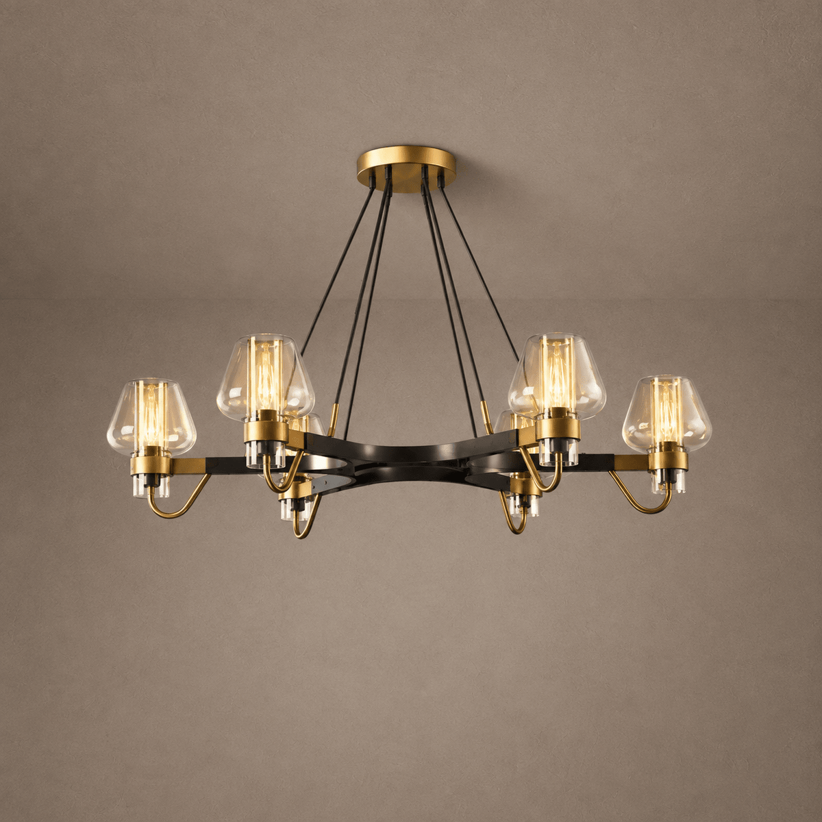 Post-modern Light Luxury Full Brass Chandelier for Living Room/Bedroom - 6 Lights: D35.8"*H8.7"/15kgClearWarm Lightcasivra