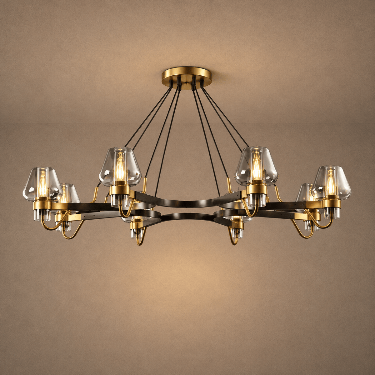 Post-modern Light Luxury Full Brass Chandelier for Living Room/Bedroom - 8 Lights: D39.4"*H8.7"Smoky GreyWarm Lightcasivra