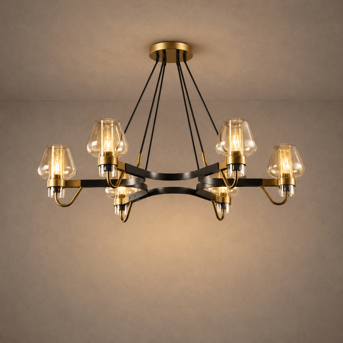 Post-modern Light Luxury Full Brass Chandelier for Living Room/Bedroom - 6 Lights: D35.8"*H8.7"/15kgSmoky GreyWarm Lightcasivra