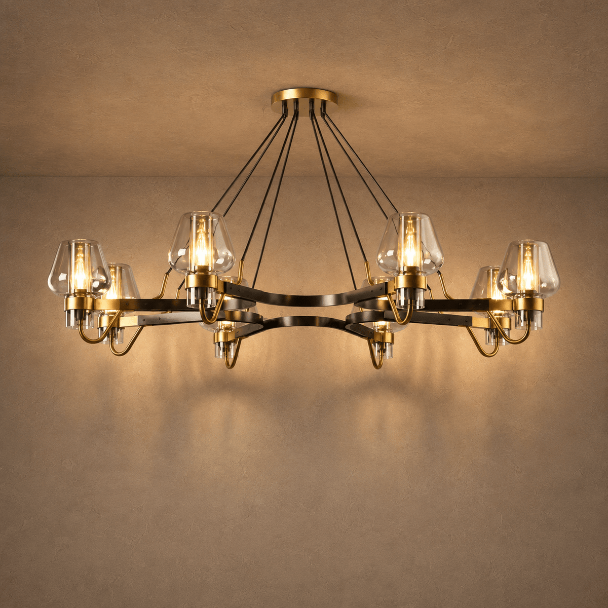Post-modern Light Luxury Full Brass Chandelier for Living Room/Bedroom - 8 Lights: D39.4"*H8.7"ClearWarm Lightcasivra