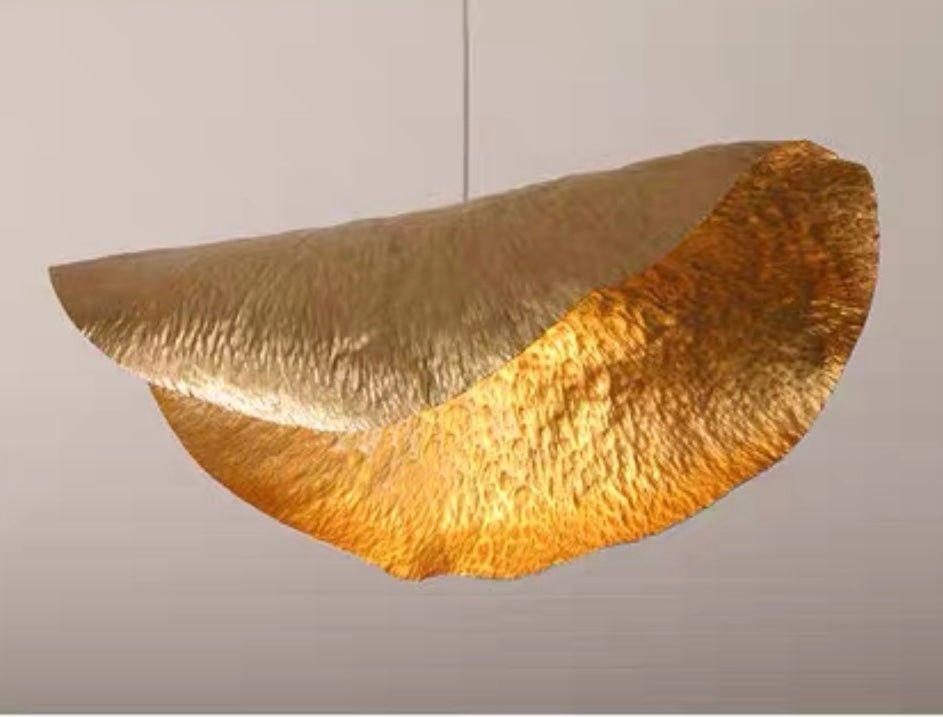 Postmodern Withered Leaf Parlor Pendant Lighting Fixture in Brass - Style A/Two curved edges/L17.7"*W11.02"*H7.08"Warm Lightcasivra
