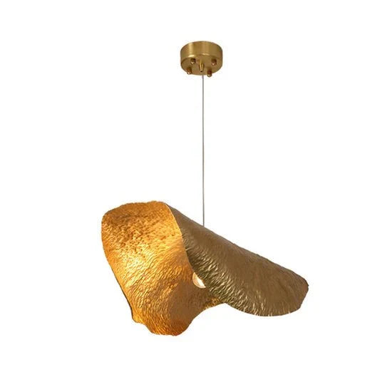 Postmodern Withered Leaf Parlor Pendant Lighting Fixture in Brass - Style A/Two curved edges/L17.7"*W11.02"*H7.08"Warm Lightcasivra