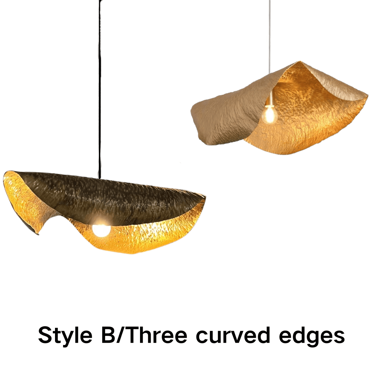 Postmodern Withered Leaf Parlor Pendant Lighting Fixture in Brass - Style A/Two curved edges/L17.7"*W11.02"*H7.08"Warm Lightcasivra