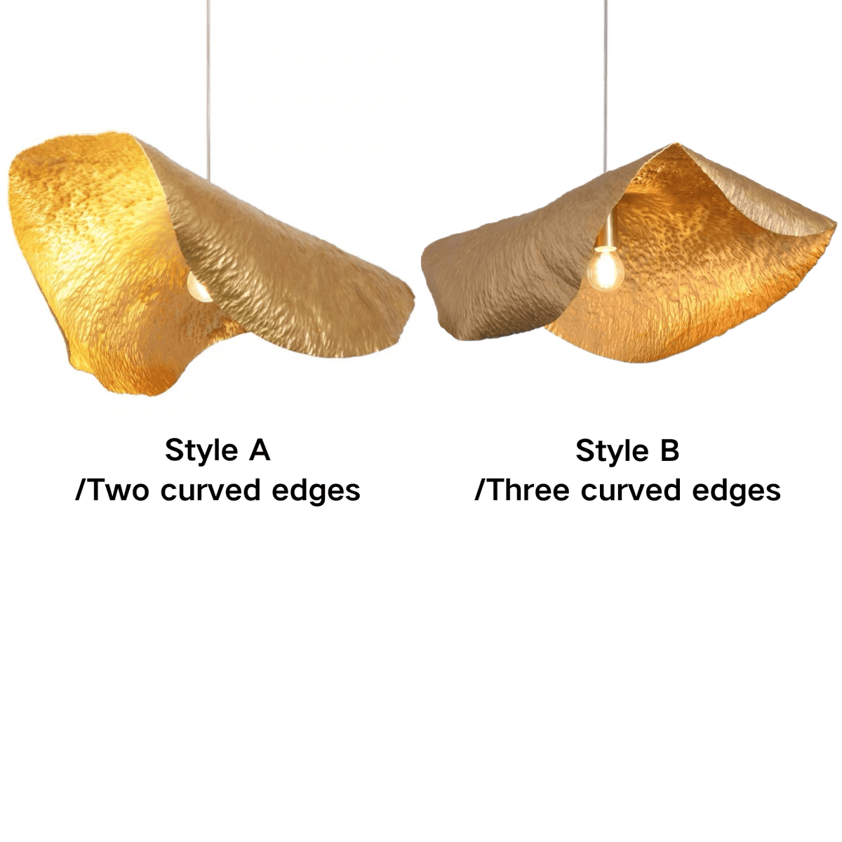 Postmodern Withered Leaf Parlor Pendant Lighting Fixture in Brass - Style A/Two curved edges/L17.7"*W11.02"*H7.08"Warm Lightcasivra