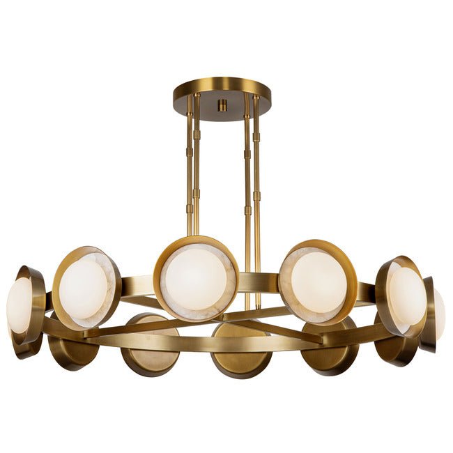PrismFlow Alabaster Metal Chandelier - Vintage Brasscasivra