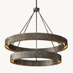 Vouvray Etched Metal Two-Tier Round Chandelier 72"