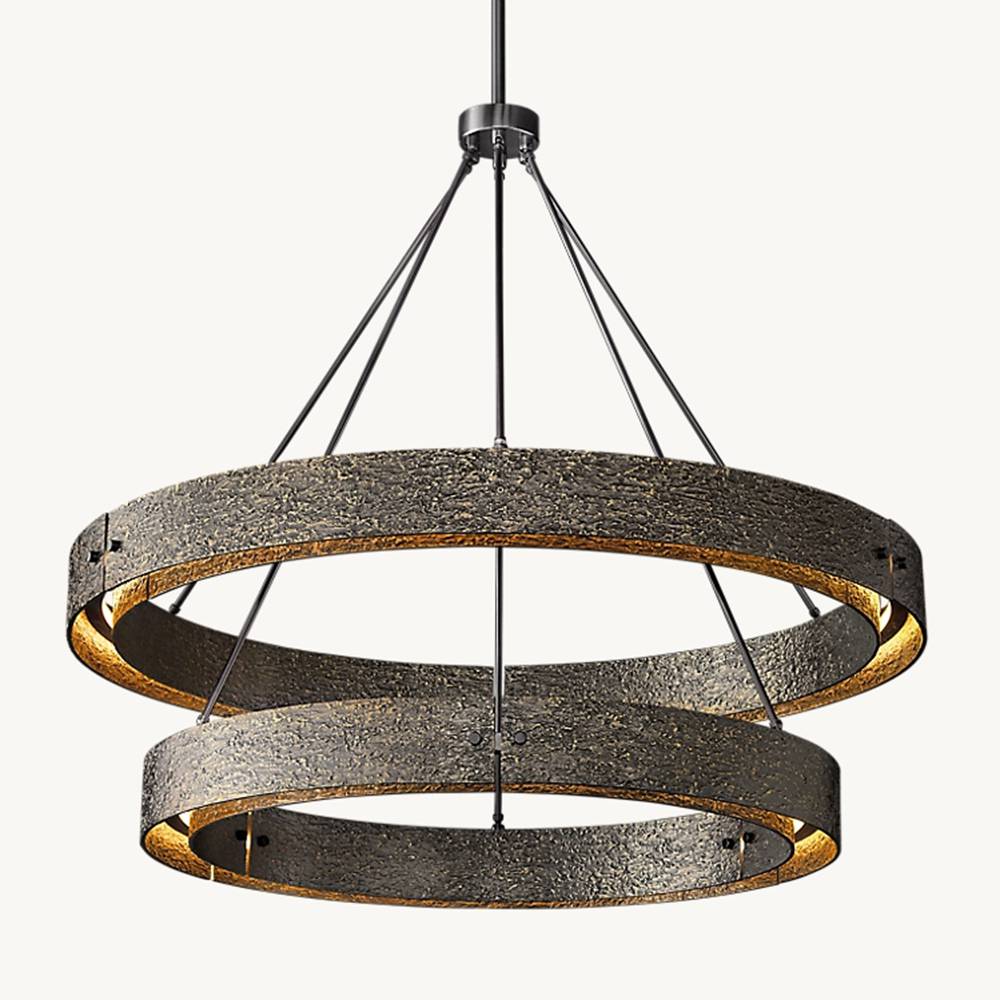 Vouvray Etched Metal Two-Tier Round Chandelier 36"