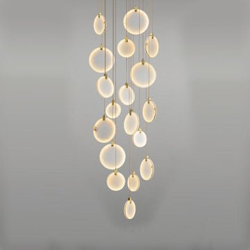 Queenie Alabaster disc Long Round chandelier For Loft - 18-Lights 35"casivra
