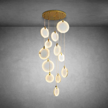 Queenie Alabaster disc Long Round chandelier For Loft - 1-Lightcasivra
