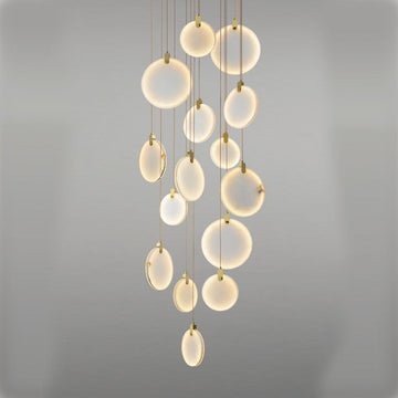 Queenie Alabaster disc Long Round chandelier For Loft - 9-Lights 20"casivra