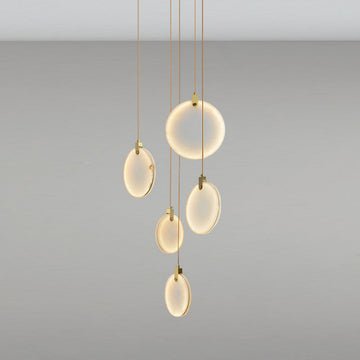 Queenie Alabaster disc Long Round chandelier For Loft - 5-Lights 13"casivra