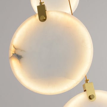 Queenie Alabaster disc Long Round chandelier For Loft - 12-Lights 23"casivra