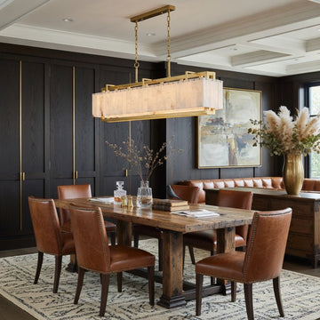 Valente marble and copper modern chandelier full view