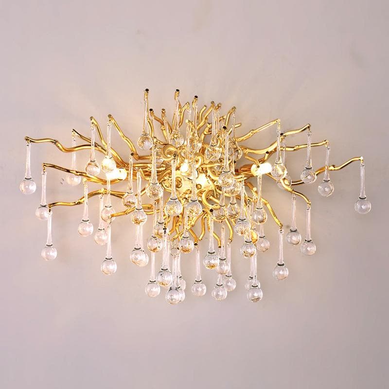Rain Tree Crystal Teardrop Wall Sconce Gold Diameter 17" - W17" X H12.6"casivra
