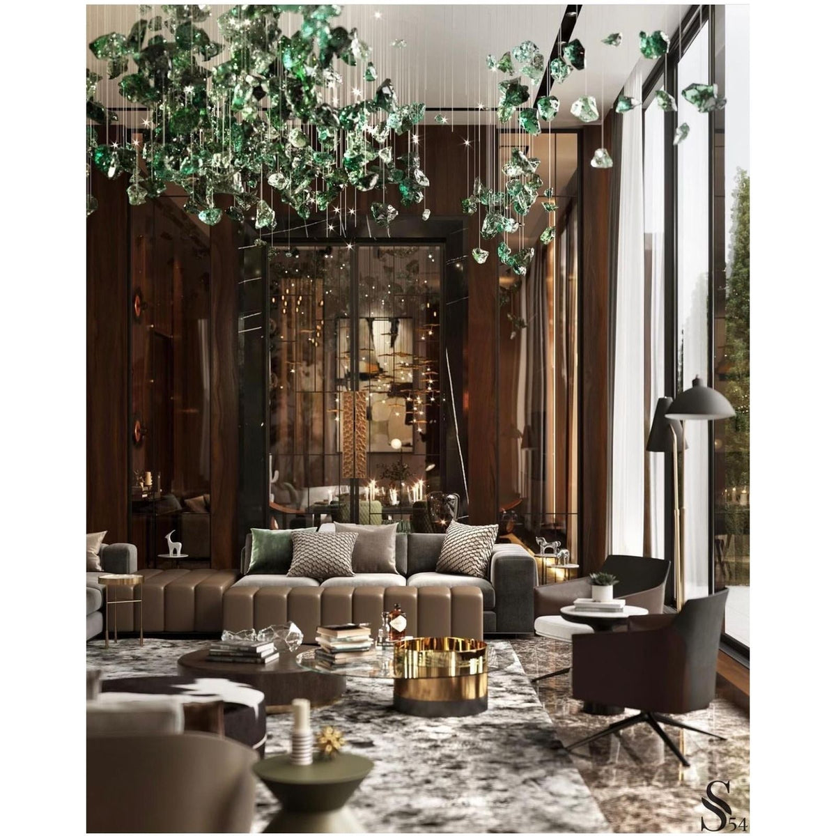 Rainfall Glass Gem Stone Chandelier-Chandelier-casivra-casivra