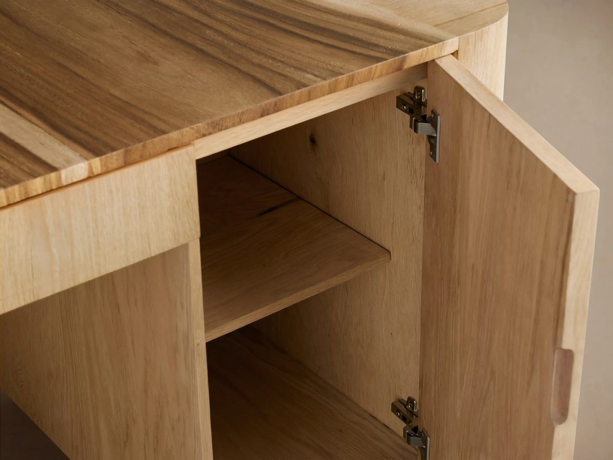 Ramiro Executive Desk in American Oak with Guanacaste Inlays and Storage