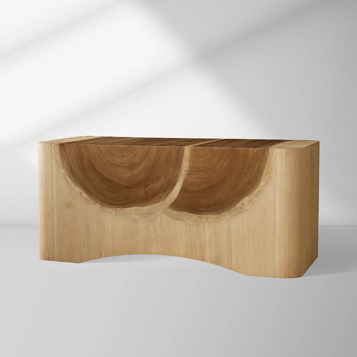 Ramiro Executive Desk in American Oak with Guanacaste Inlays and Storage