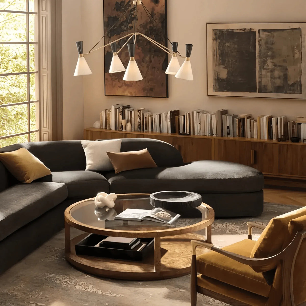 Rutland 6-Light Linear Chandelier styled in a modern dining room