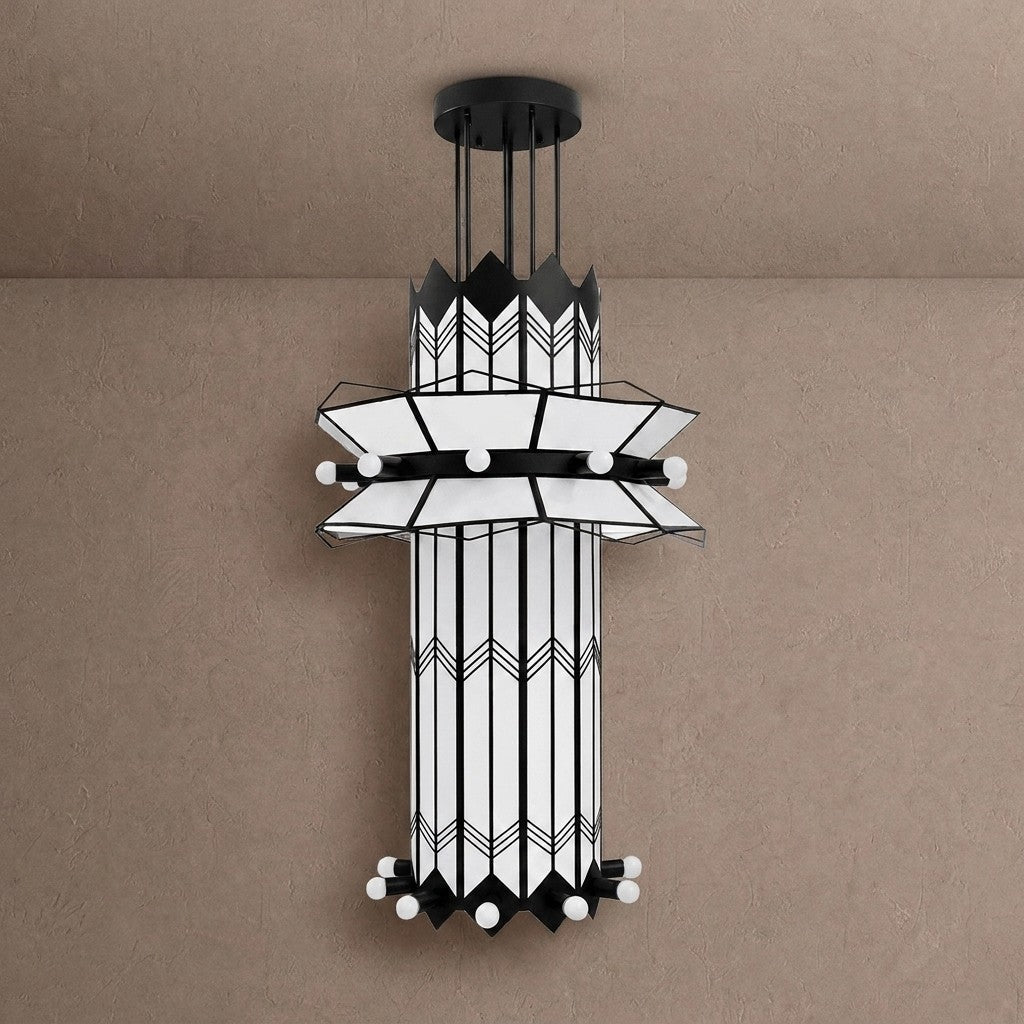 Rayonne Art Deco Chandelier - Ø 35.4″ × H 72″Black & Whitecasivra