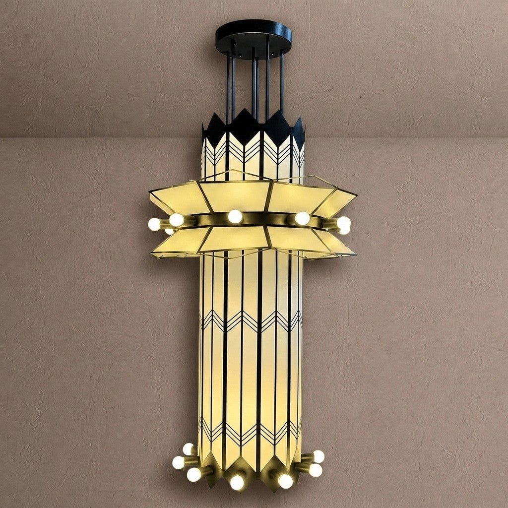 Rayonne Art Deco Chandelier - Ø 35.4″ × H 72″Black & Whitecasivra