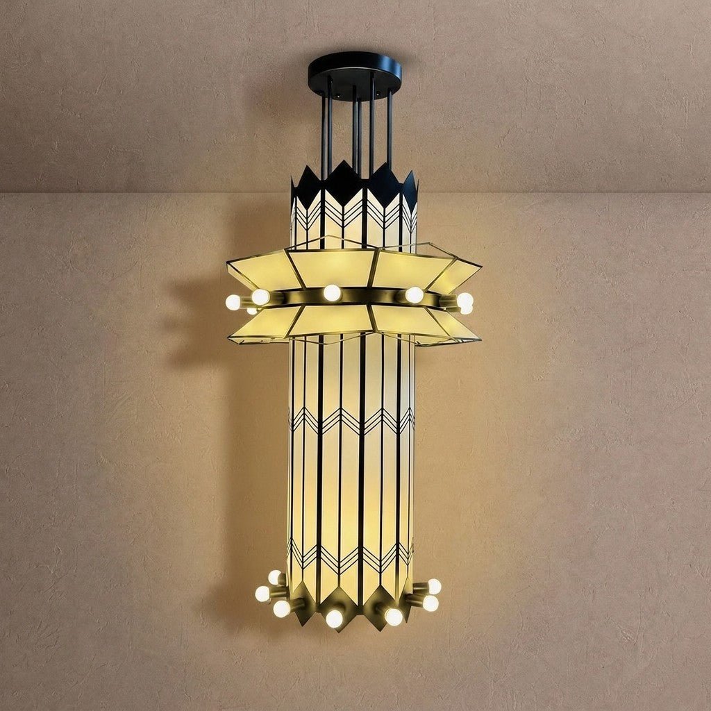 Rayonne Art Deco Chandelier - Ø 35.4″ × H 72″Black & Whitecasivra