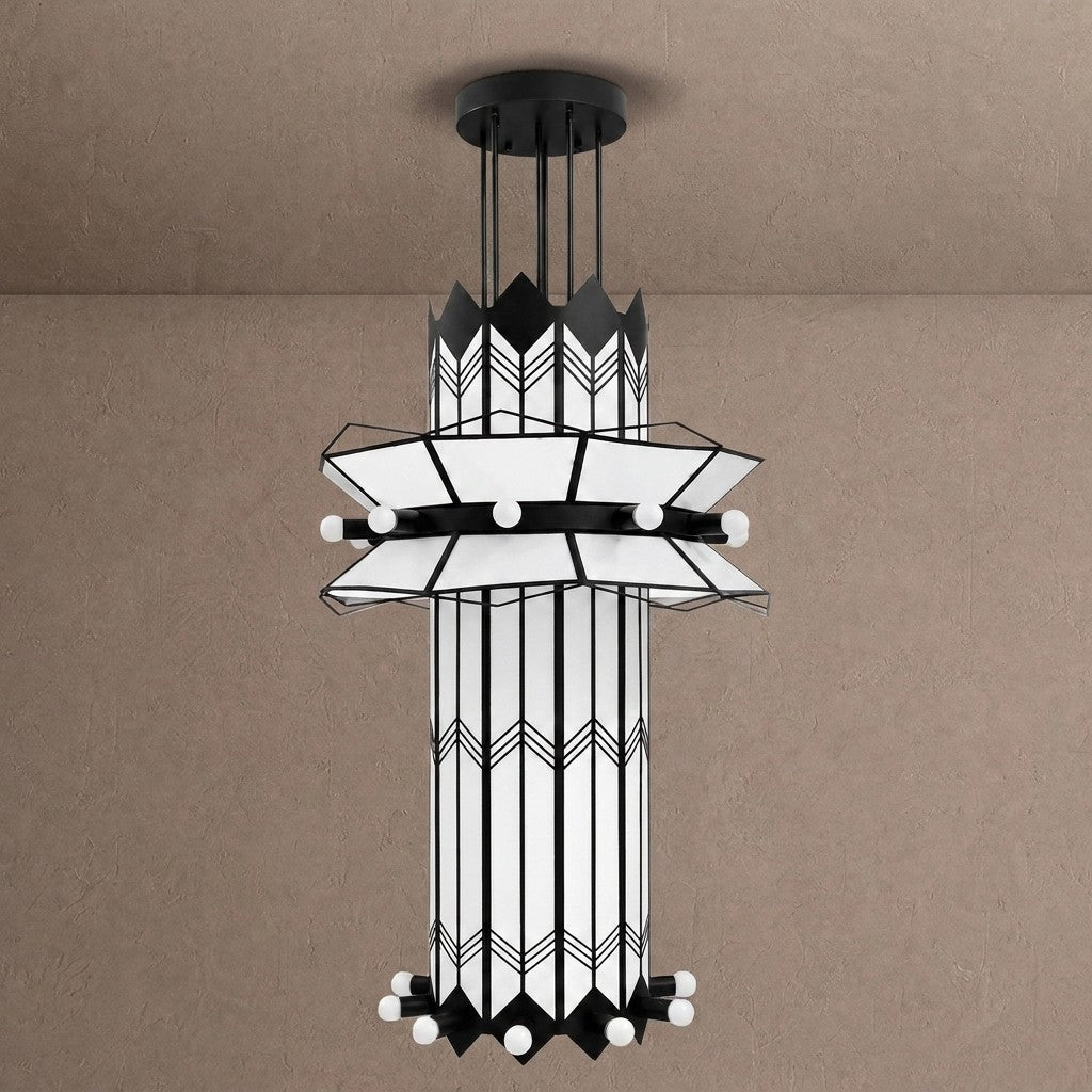 Rayonne Art Deco Chandelier - Ø 35.4″ × H 72″Black & Whitecasivra