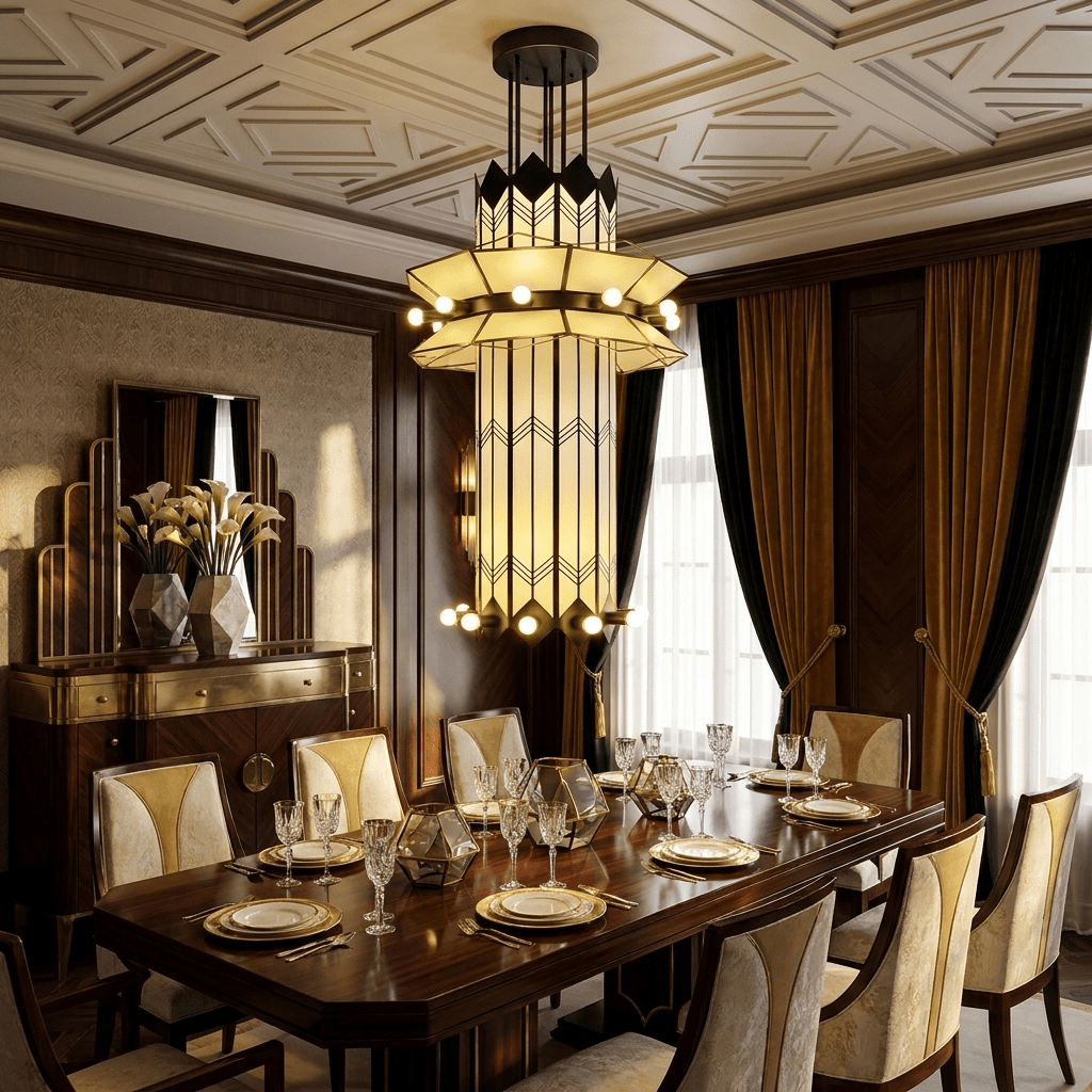 Rayonne Art Deco Chandelier - Ø 35.4″ × H 72″Black & Whitecasivra