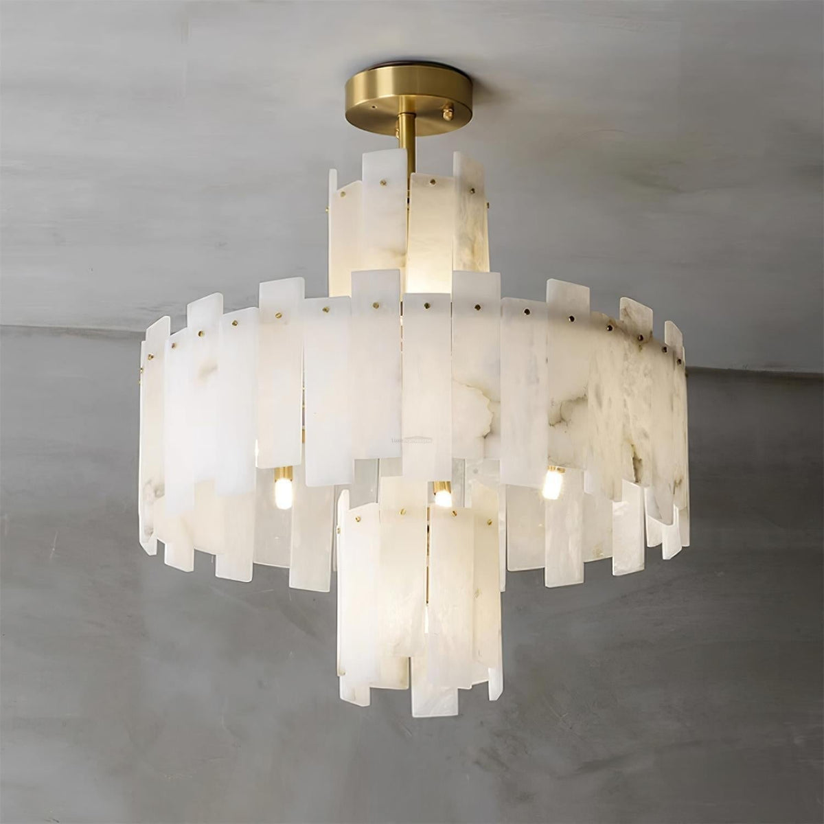 Regina Alabaster Round Chandelier - 23.6" x H 26.7" / Dia 60cm x H 68cmBrass & White Alabastercasivra