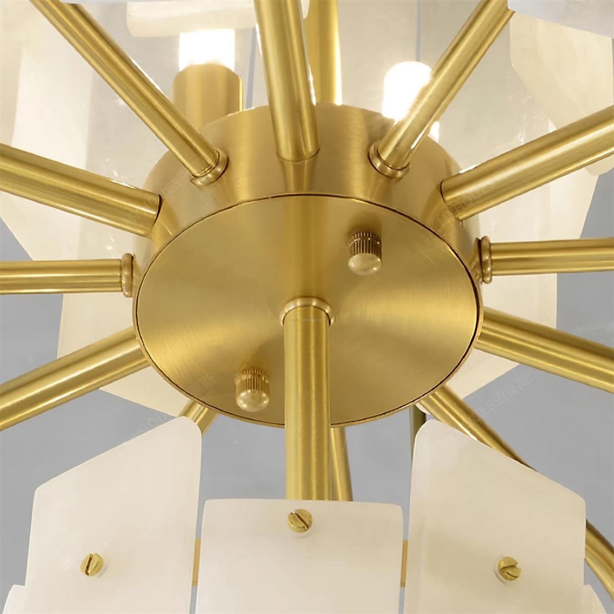 Regina Alabaster Round Chandelier - 23.6" x H 26.7" / Dia 60cm x H 68cmBrass & White Alabastercasivra