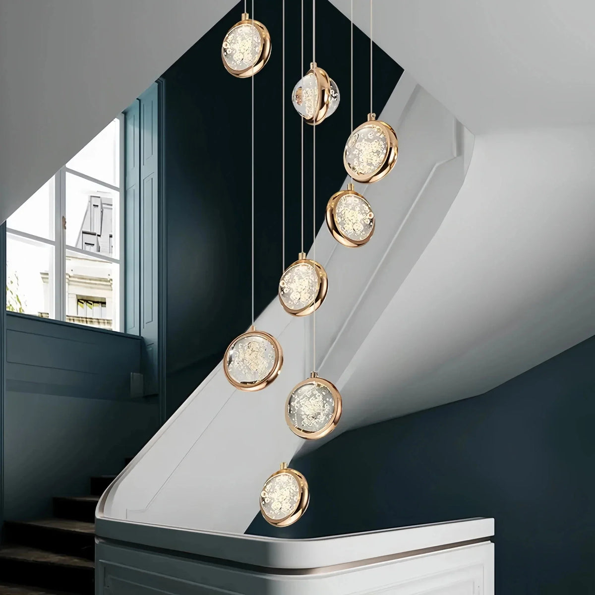 Reina Crystal Long Chandelier - 12 Lights: 17.72" D x 78.74" Hcasivra