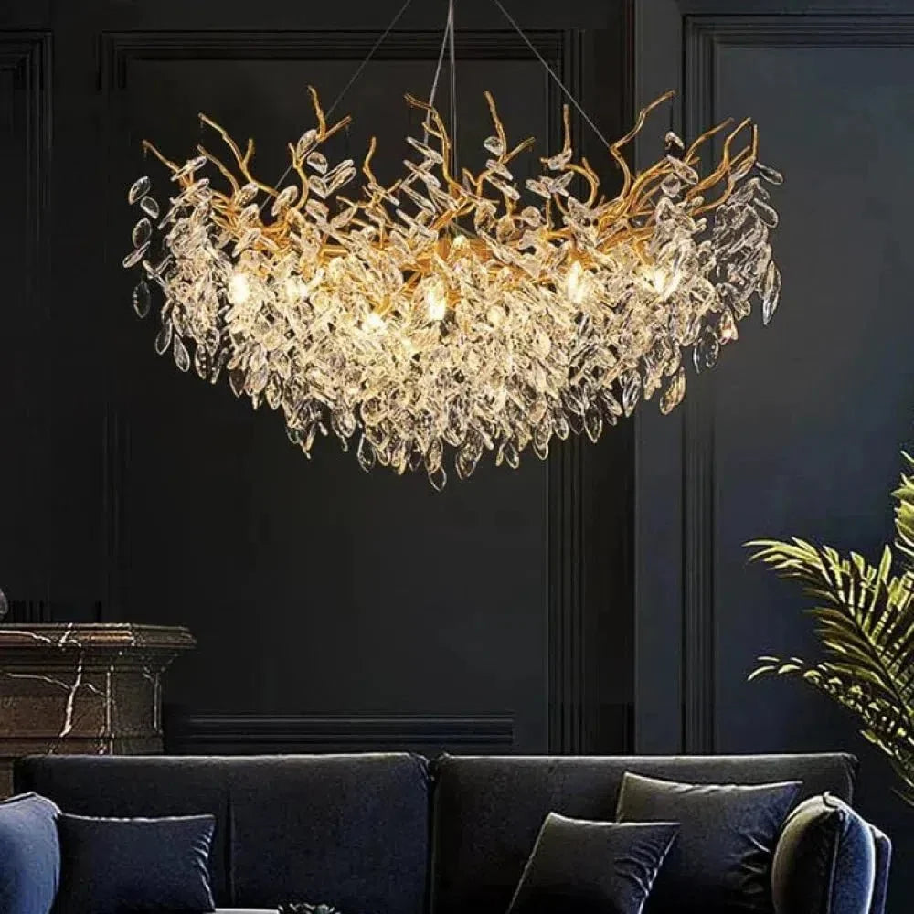 Renata Polyhedral Crystal Branch Chandelier - 39" Lcasivra