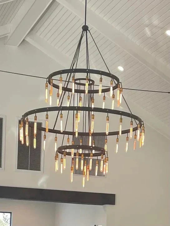 Retro - Inspired Metal Pendant Light Chandelier for Living Room/Bedroom/Staircase/Villa - D39.4"*H47.2"BronzeWarm Lightcasivra