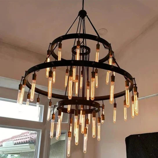 Retro - Inspired Metal Pendant Light Chandelier for Living Room/Bedroom/Staircase/Villa - D39.4"*H47.2"BronzeWarm Lightcasivra