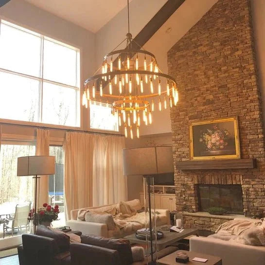 Retro - Inspired Metal Pendant Light Chandelier for Living Room/Bedroom/Staircase/Villa - D39.4"*H47.2"BronzeWarm Lightcasivra