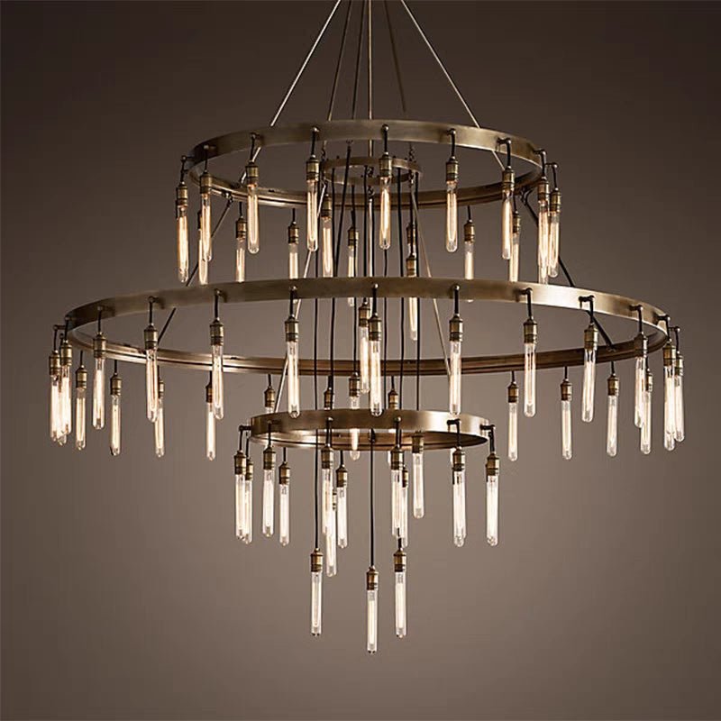 Retro - Inspired Metal Pendant Light Chandelier for Living Room/Bedroom/Staircase/Villa - D70.9"*H78.7"BronzeWarm Lightcasivra