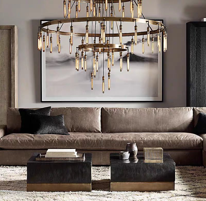 Retro - Inspired Metal Pendant Light Chandelier for Living Room/Bedroom/Staircase/Villa - D39.4"*H47.2"BlackWarm Lightcasivra
