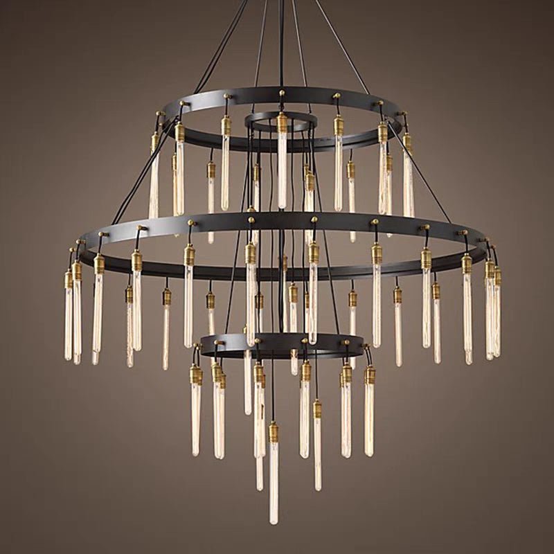 Retro - Inspired Metal Pendant Light Chandelier for Living Room/Bedroom/Staircase/Villa - D39.4"*H47.2"BlackWarm Lightcasivra