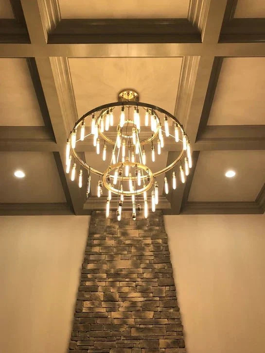 Retro - Inspired Metal Pendant Light Chandelier for Living Room/Bedroom/Staircase/Villa - D39.4"*H47.2"BronzeWarm Lightcasivra