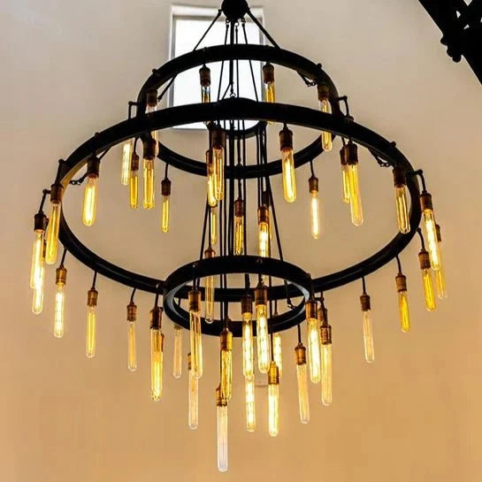Retro - Inspired Metal Pendant Light Chandelier for Living Room/Bedroom/Staircase/Villa - D70.9"*H78.7"BronzeWarm Lightcasivra