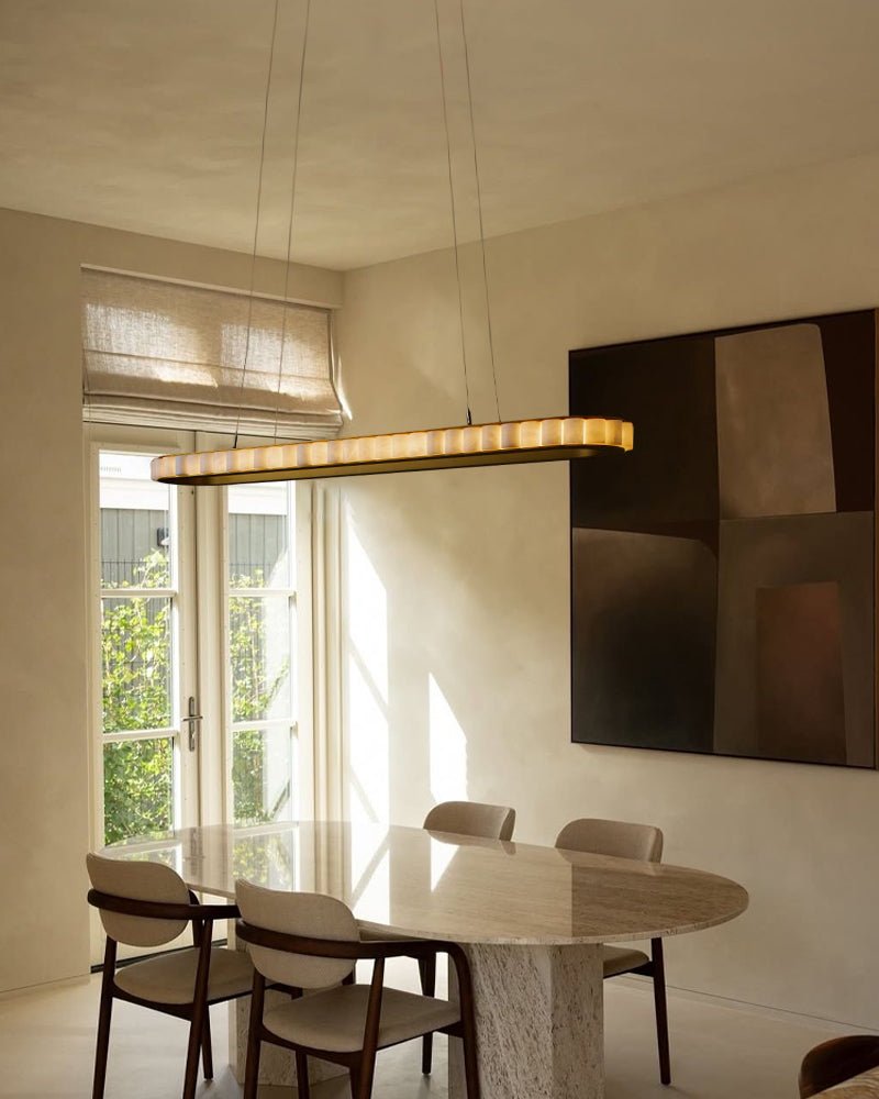 Ring Alabaster Oval Chandelier - L80*W30*H7CM/L31.5"*W11.8"*H2.8"Black + Whitecasivra