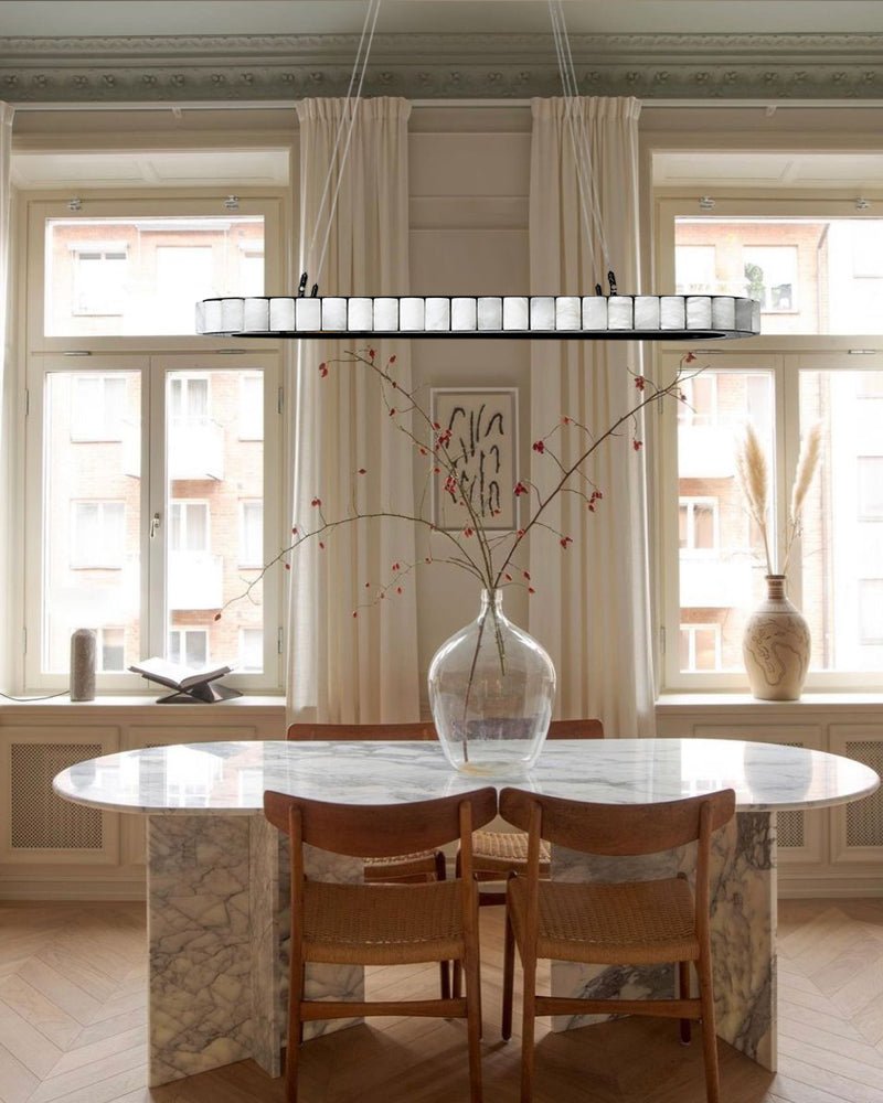 Ring Alabaster Oval Chandelier - L80*W30*H7CM/L31.5"*W11.8"*H2.8"Gold + Whitecasivra
