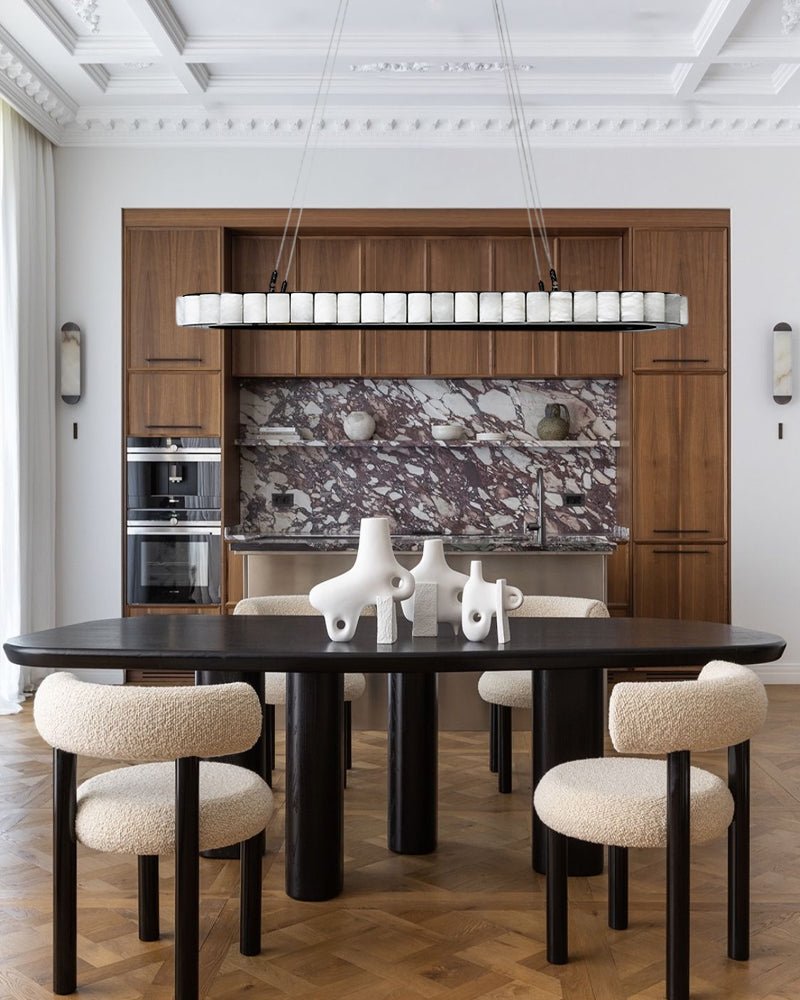 Ring Alabaster Oval Chandelier - L80*W30*H7CM/L31.5"*W11.8"*H2.8"Black + Whitecasivra