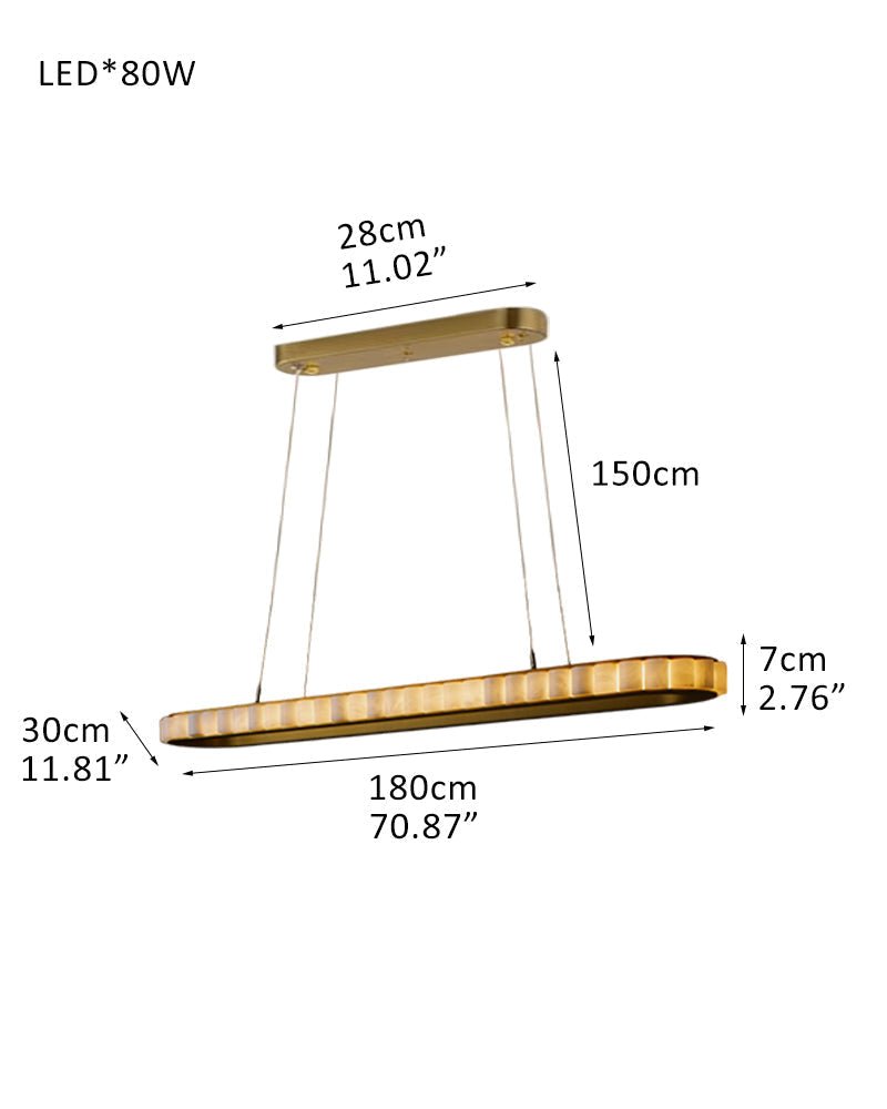 Ring Alabaster Oval Chandelier - L80*W30*H7CM/L31.5"*W11.8"*H2.8"Gold + Whitecasivra