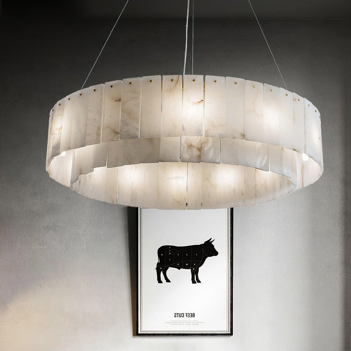 Rock Alabaster Chandelier 23.6" 31.4" - 23.6" x H 59"/ Dia 60cm x H 150cmBrass & White Alabastercasivra