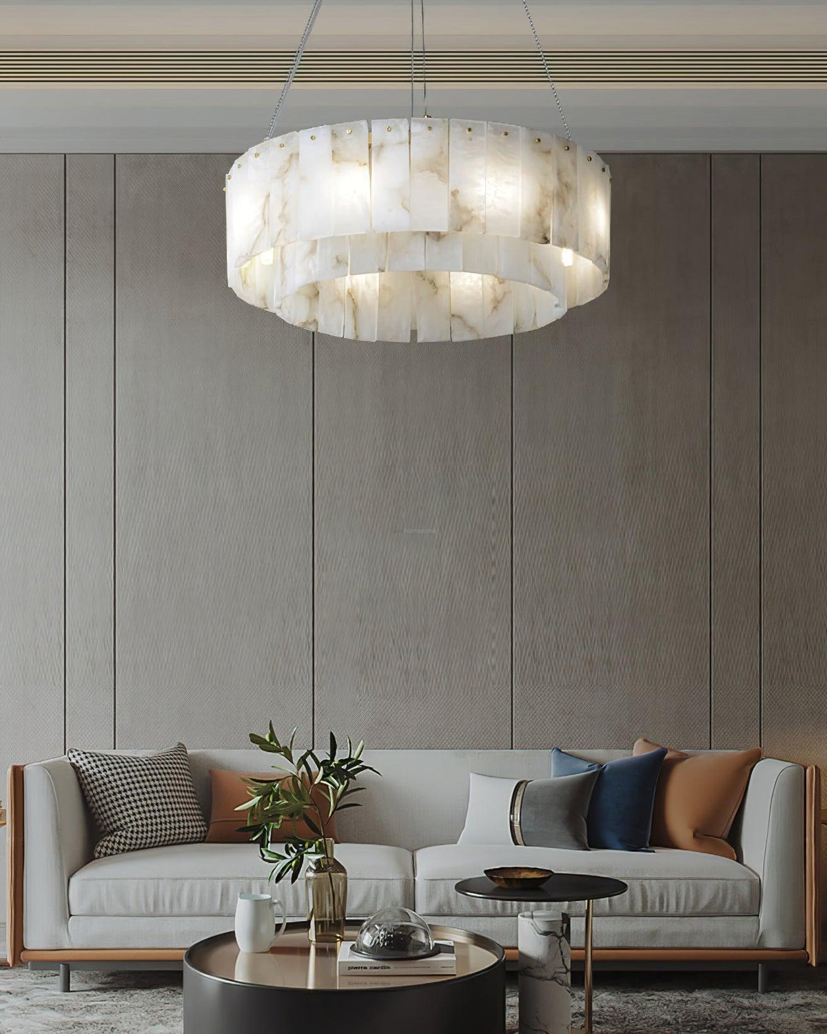 Rock Alabaster Chandelier 23.6" 31.4" - 23.6" x H 59"/ Dia 60cm x H 150cmBrass & White Alabastercasivra