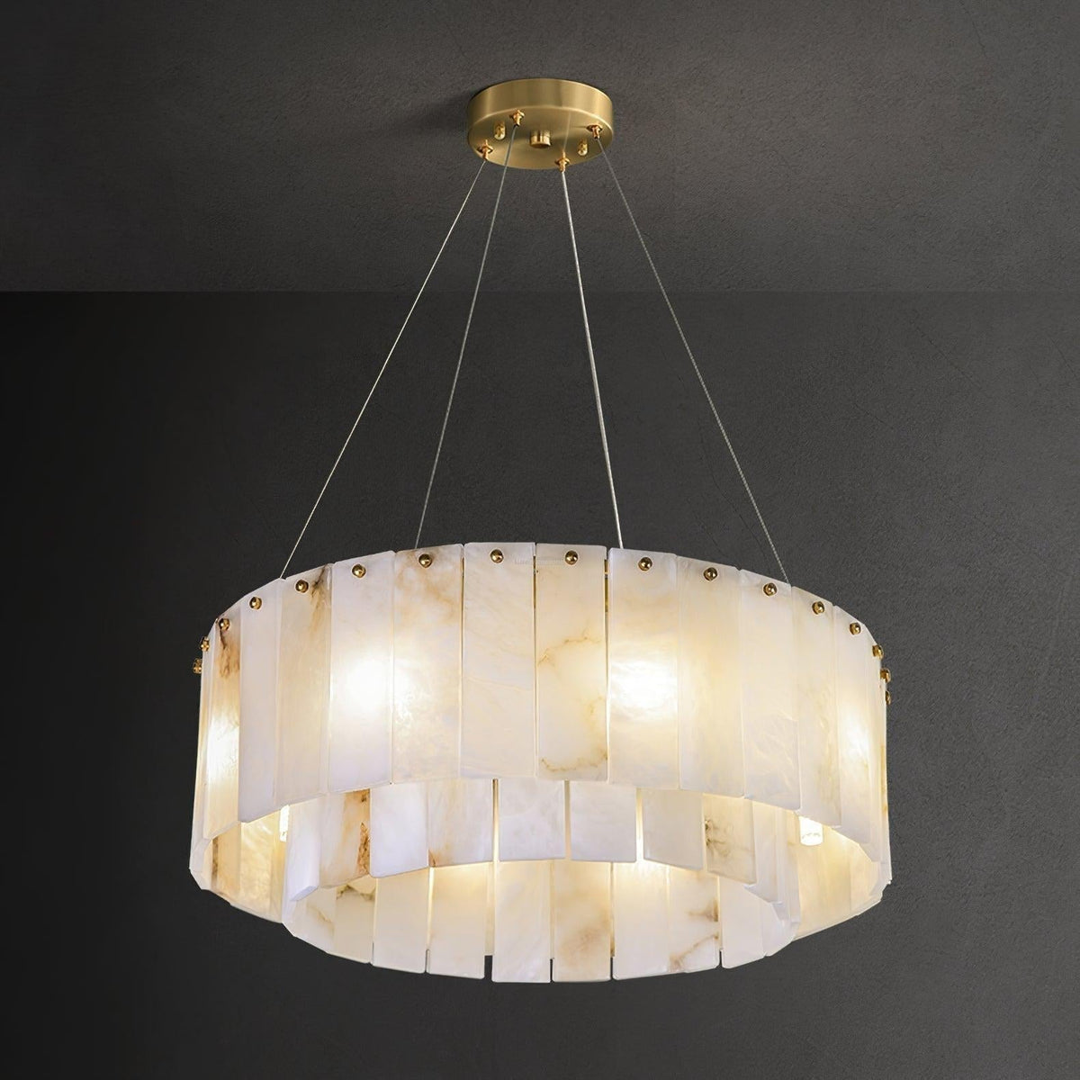 Rock Alabaster Chandelier 23.6" 31.4" - 23.6" x H 59"/ Dia 60cm x H 150cmBrass & White Alabastercasivra
