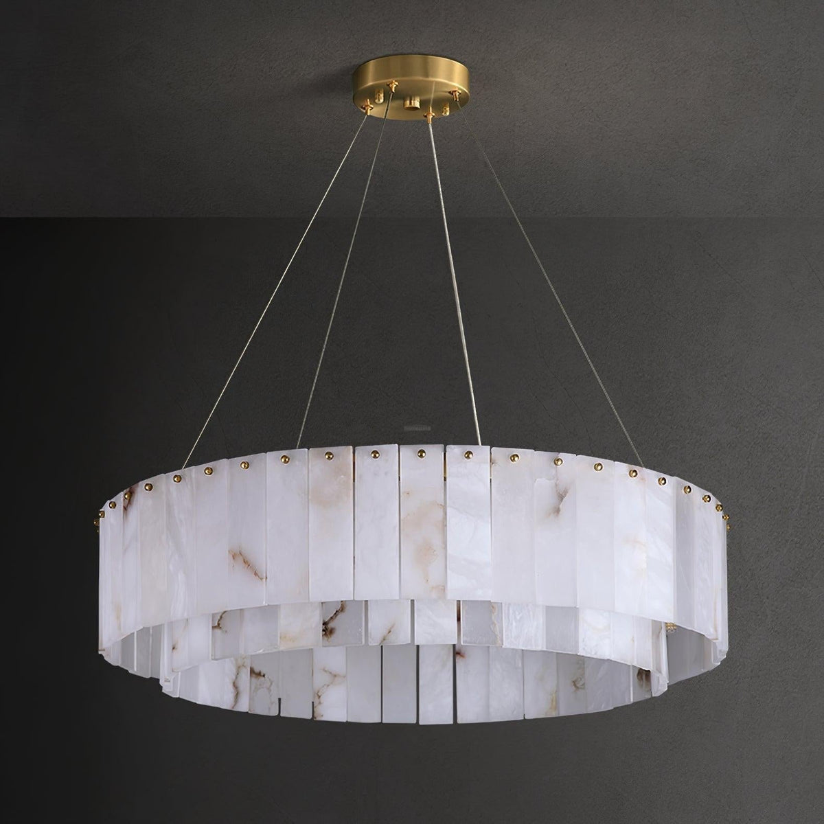 Rock Alabaster Chandelier 23.6" 31.4" - 23.6" x H 59"/ Dia 60cm x H 150cmBrass & White Alabastercasivra