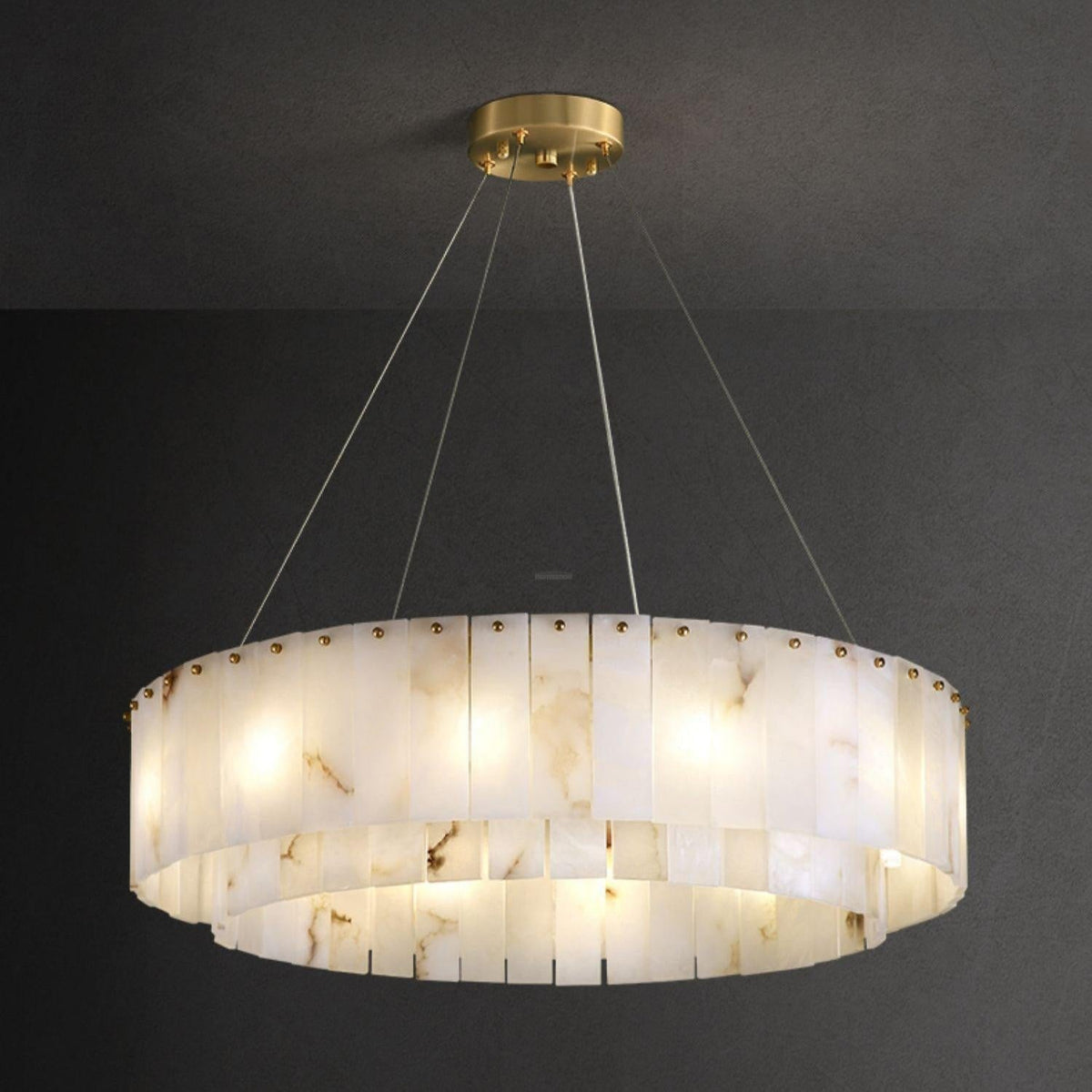 Rock Alabaster Chandelier 23.6" 31.4" - 31.4" x H 59"/ Dia 80cm x H 150cmBrass & White Alabastercasivra