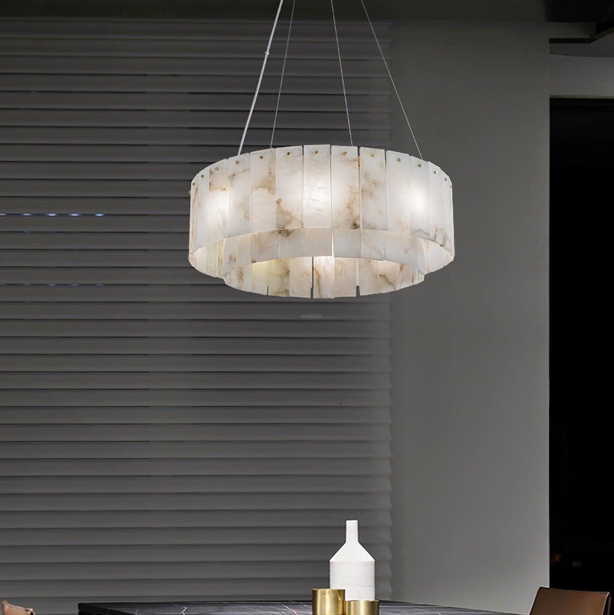 Rock Alabaster Chandelier 23.6" 31.4" - 23.6" x H 59"/ Dia 60cm x H 150cmBrass & White Alabastercasivra