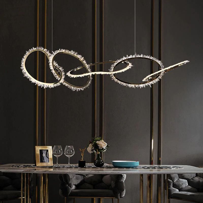 Rose Rock Crystal Chandelier Irregular Round Lamp Fixtures - 59" Lcasivra